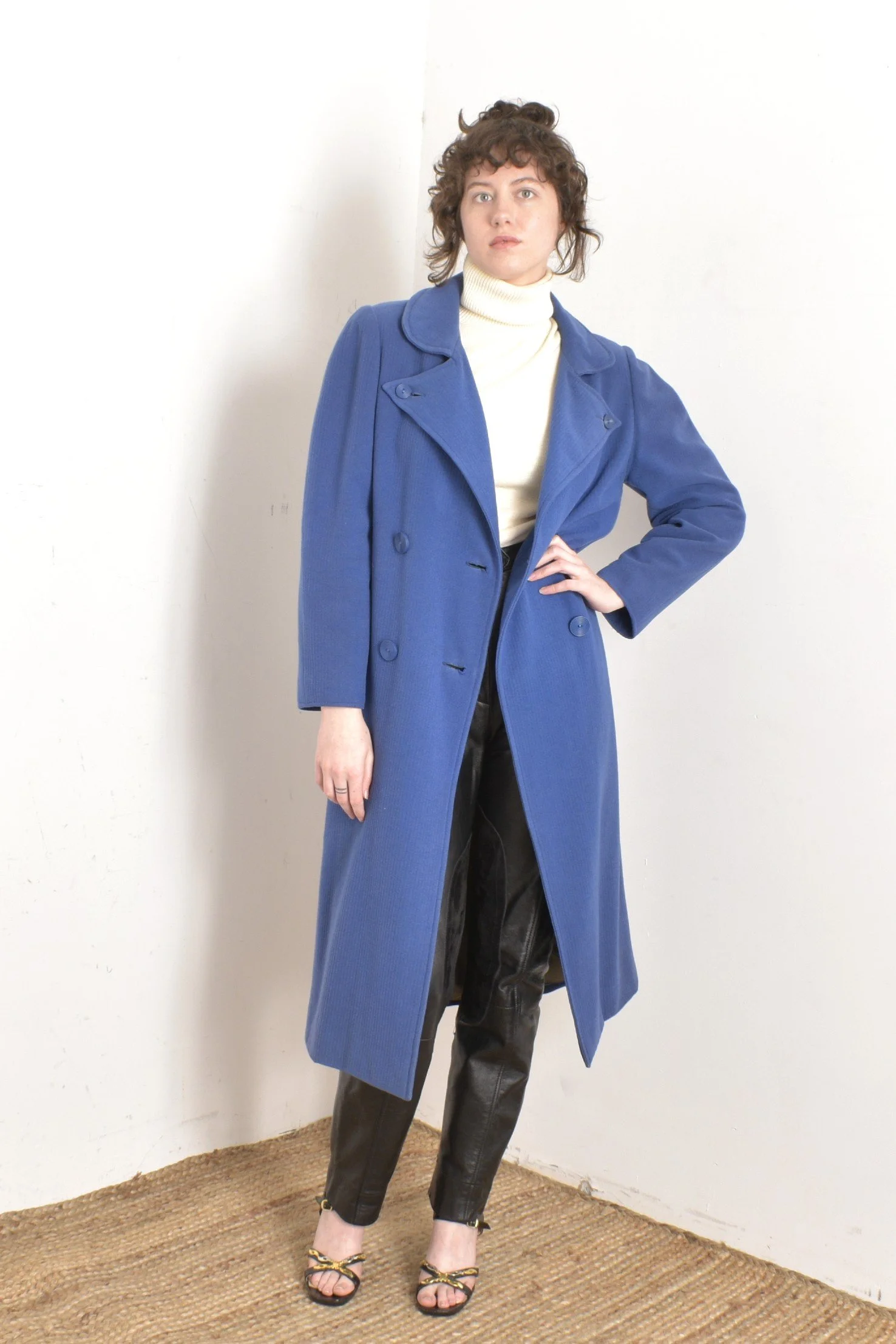 1980s Chloé Blue Wool Coat-S/M — La Poubelle Vintage